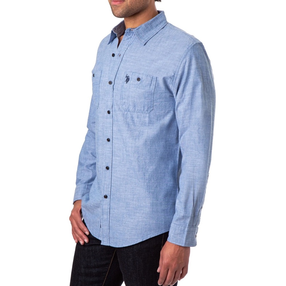 U.S. Polo Assn. Mens Size Large Light Blue Long Sleeve Button Down Shirt‎ - Picture 2 of 9